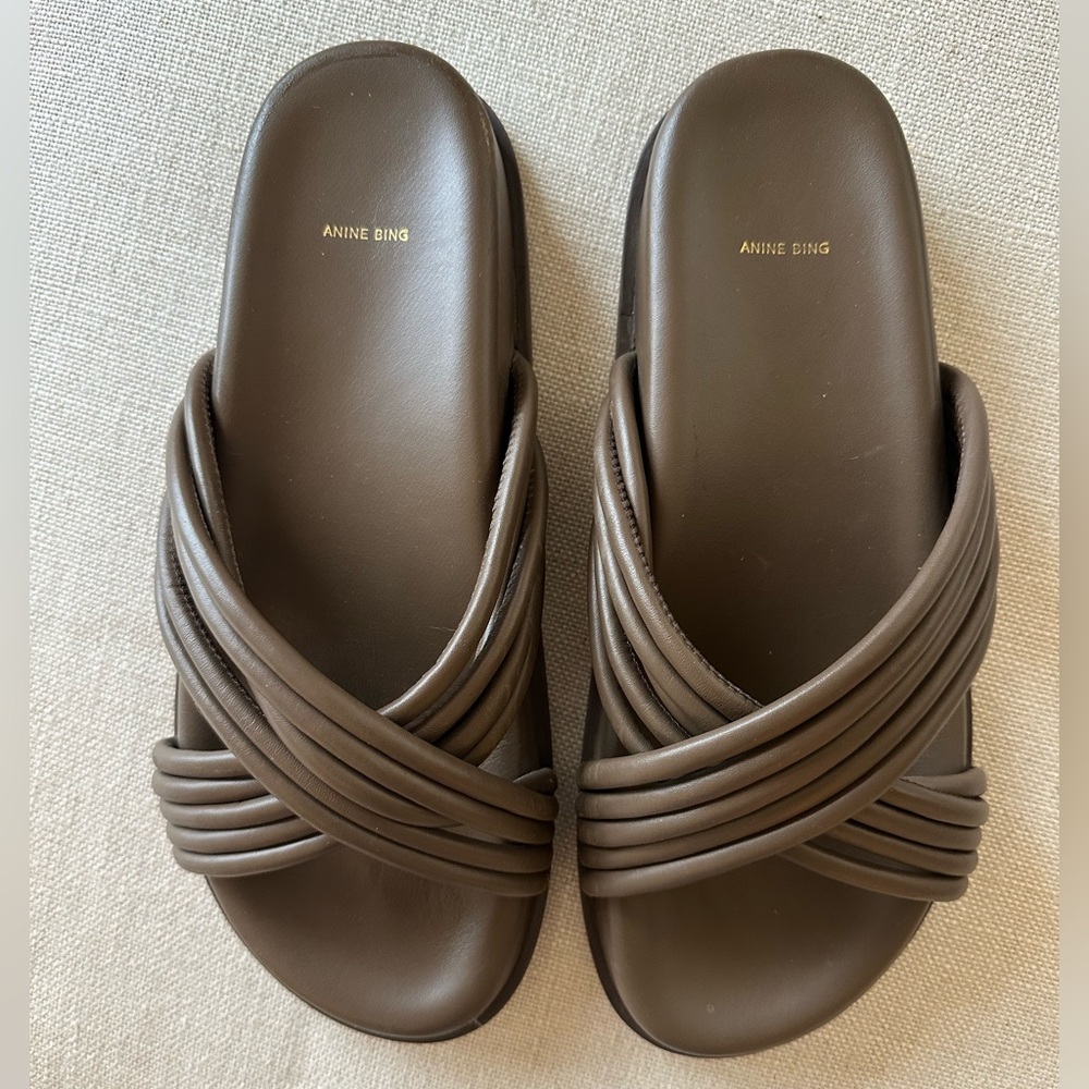 ANINE BING Ipanema Slides Sandals | Date Brown | 40 EU | 9 US